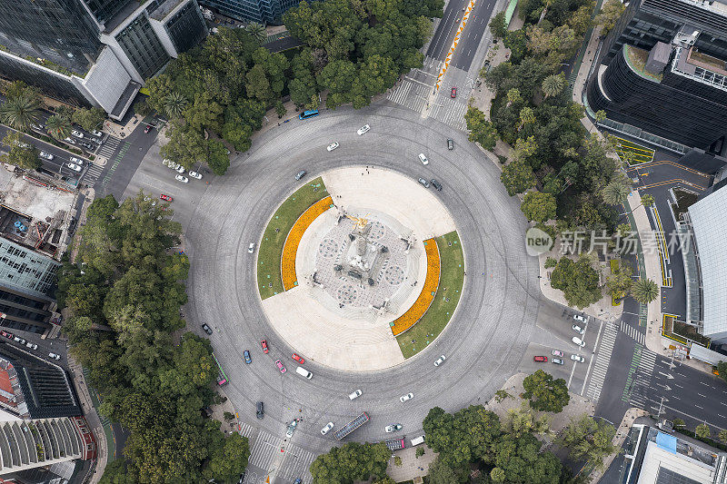 El Ángel de la Independencia，墨西哥城，CDMX，墨西哥，从上面看